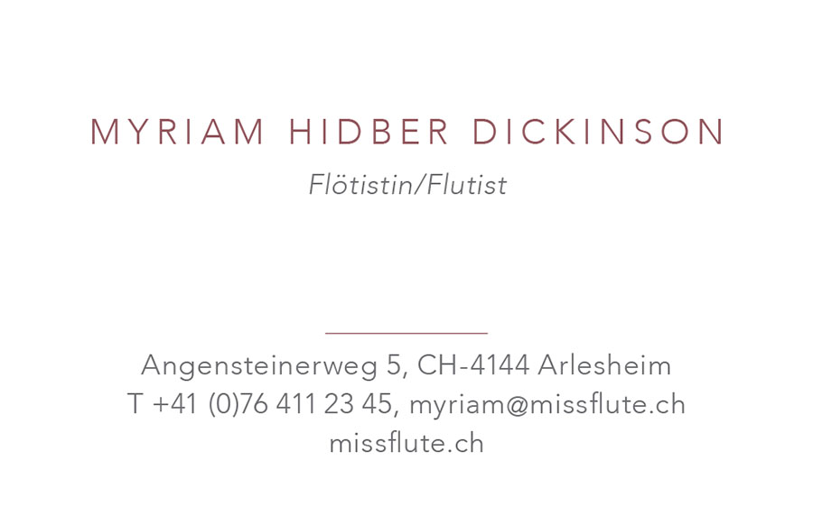 Rückseite Visitenkarte von dialogika für Miss Flute