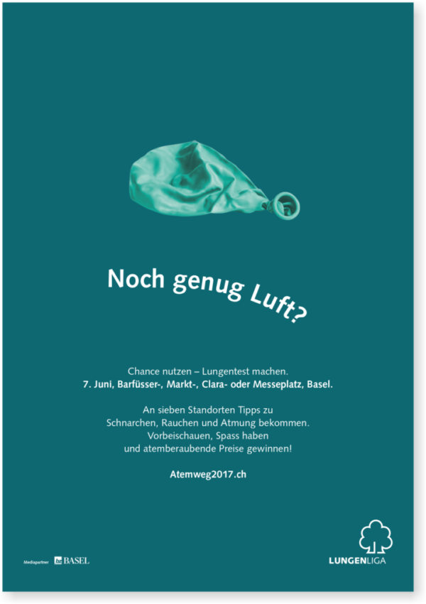Plakat F4 für Aktionstag der Lungenliga von der Kommunikationsagentur dialogika Basel